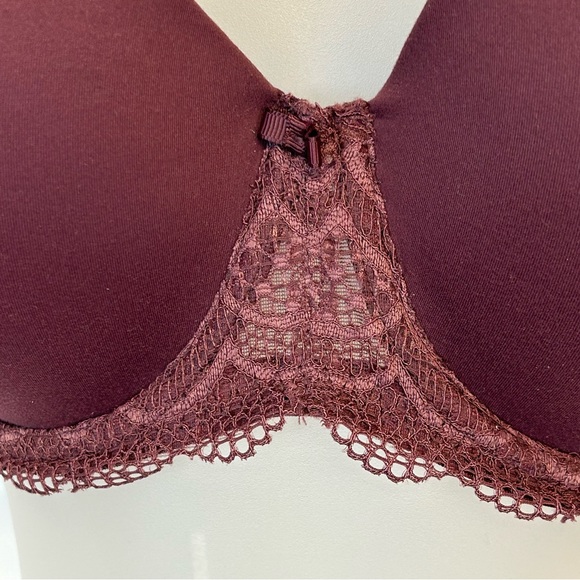 Auden Demi T Shirt Bra The Daydream 40D Light Lift Lace Underwire Purple Red NWT - Picture 3 of 10